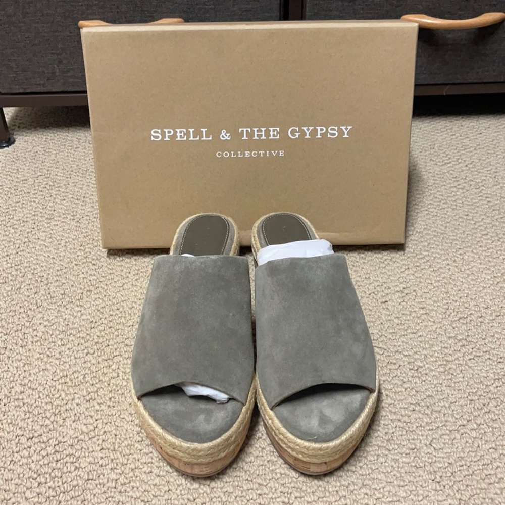 Spell Suede Platforms in Olive- Size AU 40